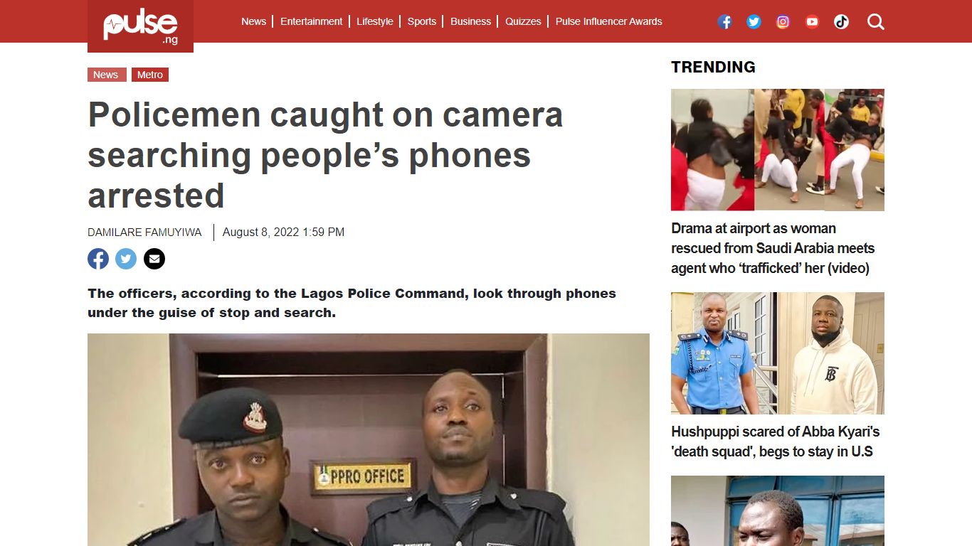 Policemen caught on camera searching people’s phones arrested